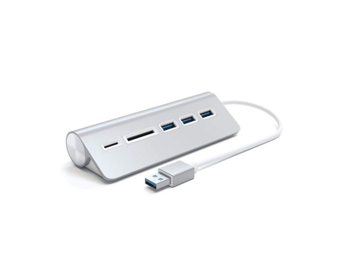 SATECHI Aluminum USB 3.0 Hub and Card Reader - Silver