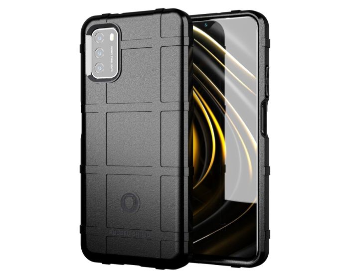 Anti Shock Rugged Armor Square Grid Tough Case Black (Xiaomi Poco M3)