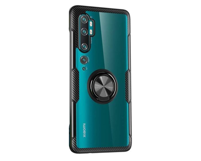 Armor Carbon Ring Tough Case Ανθεκτική Θήκη με Kickstand - Clear / Black (Xiaomi Mi Note 10 / Note 10 Pro)