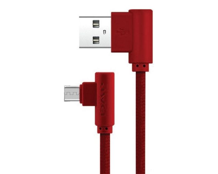 Awei Angle Nylon Cable CL-56 Καλώδιο Φόρτισης Micro USB 2.4A 1.2m - Red