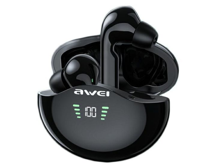 AWEI TWS T12P Bluetooth Earphone Wireless Earbuds with Charging Box - Black