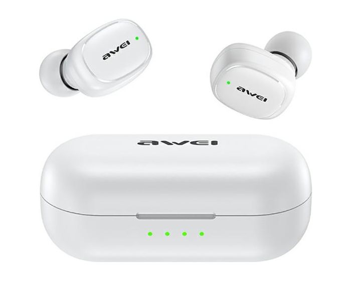 AWEI TWS T13 Wireless Bluetooth Stereo Earbuds with Charging Box - White