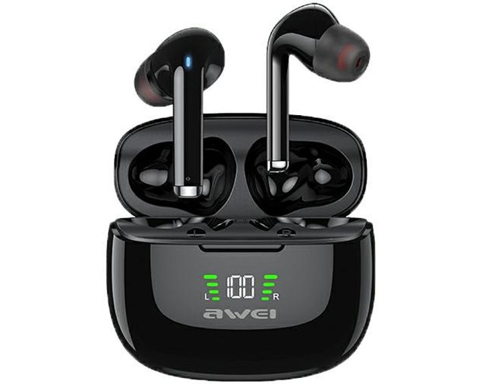AWEI TWS TA8 Bluetooth Earphone Wireless Earbuds with Charging Box - Black