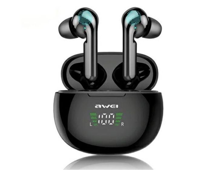 AWEI TWS T15P Bluetooth Earphone Wireless Earbuds with Charging Box - Black