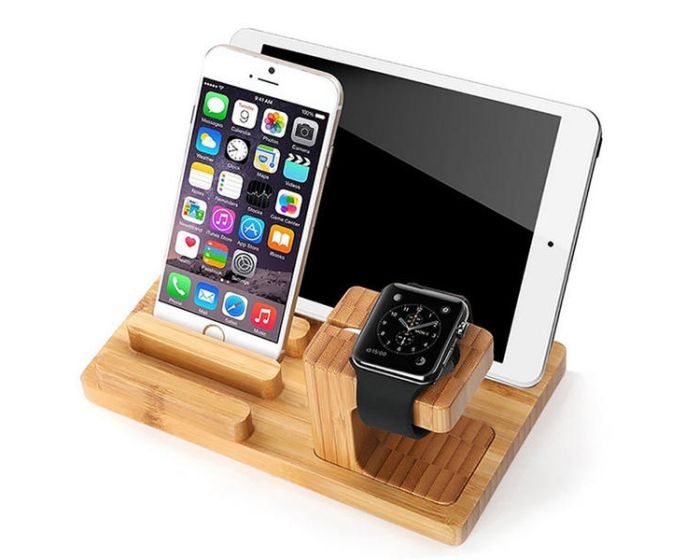 Bamboo Multifunctional USB Charging Stand & Dock Φόρτισης WS1001 για Apple Watch / Phones / Tablets
