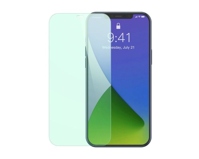 Baseus 2x 0.3mm Anti-Blue Full Face Green (SGAPIPH54N-LP02) Αντιχαρακτικό Γυαλί Tempered Glass (iPhone 12 Mini)