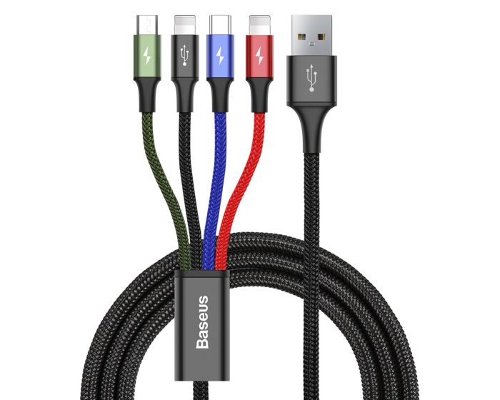 Baseus Rapid 4in1 Braided USB to 2x Lightning / Type-C / micro USB (CA1T4-A01) 3.5A Καλώδιο Φόρτισης 1.2m