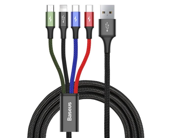 Baseus Rapid 4in1 Braided USB to Lightning / 2x Type-C / micro USB (CA1T4-B01) 3.5A Καλώδιο Φόρτισης 1.2m