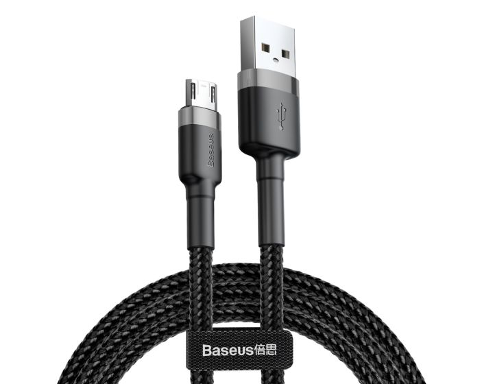 Baseus Cafule Braided Καλώδιο Φόρτισης (CAMKLF-CG1) 2.4A Micro USB 2m Black / Grey