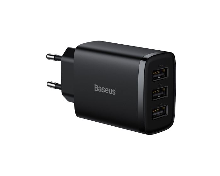 Baseus Compact Wall Charger (CCXJ020101) 17W 3xUSB - Black