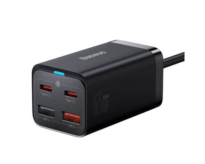 Baseus GaN3 Pro Wall Charger (CCGP040101) 65W 2 x USB Type-C / 2 x USB QC4.0 PD + Type-C to Type-C Cable 1m Black