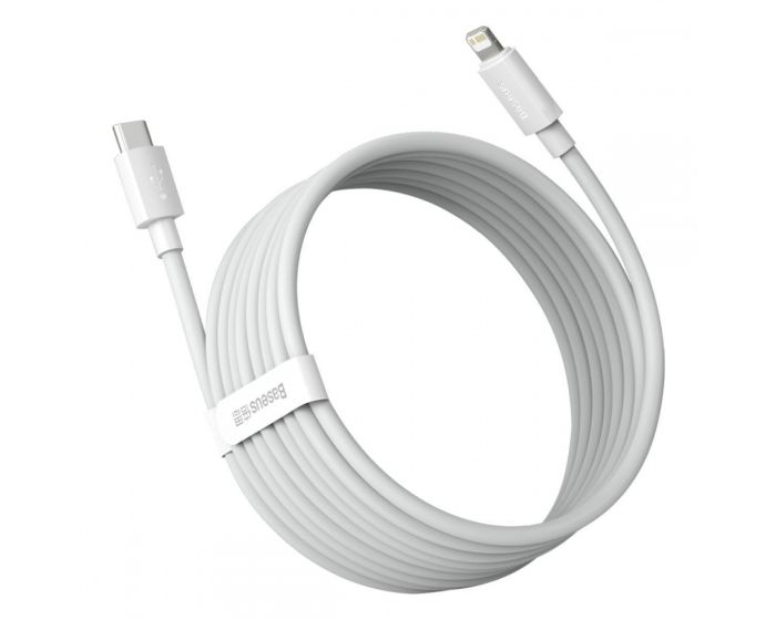 Baseus Simple Wisdom Data Cable Kit 20W Καλώδιο Φόρτισης Type-C PD to Lightning 1.5m (2Pcs) White