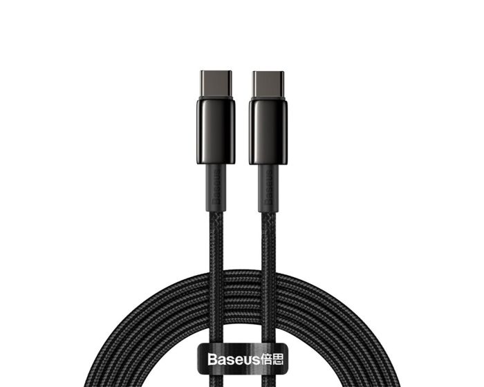 Baseus Tungsten Gold Fast Charging Data Cable 100W (CATWJ-A01) Καλώδιο Φόρτισης 5A Type-C PD to Type-C 2m Black