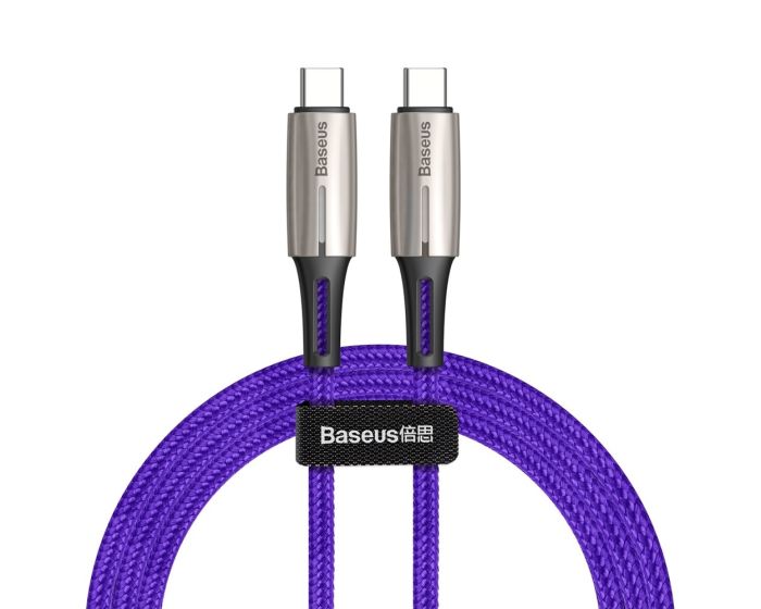 Baseus Water Drop-shaped Lamp PD2.0 60W Braided Charge & Data Sync Cable 3A Type-C to Type-C 1m Purple