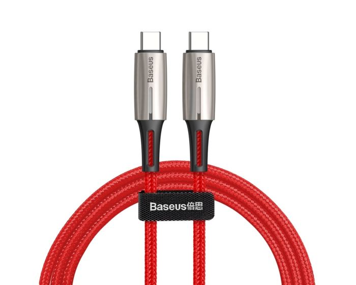 Baseus Water Drop-shaped Lamp PD2.0 60W Braided Charge & Data Sync Cable 3A Type-C to Type-C 1m Red