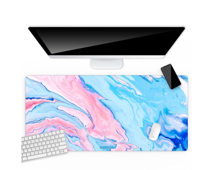 Babaco Abstract Desk Mat (BDPABSTRAKT041) Αντιολισθητικό Mouse Pad 800x400mm - 013 Marble Light Blue / Pink