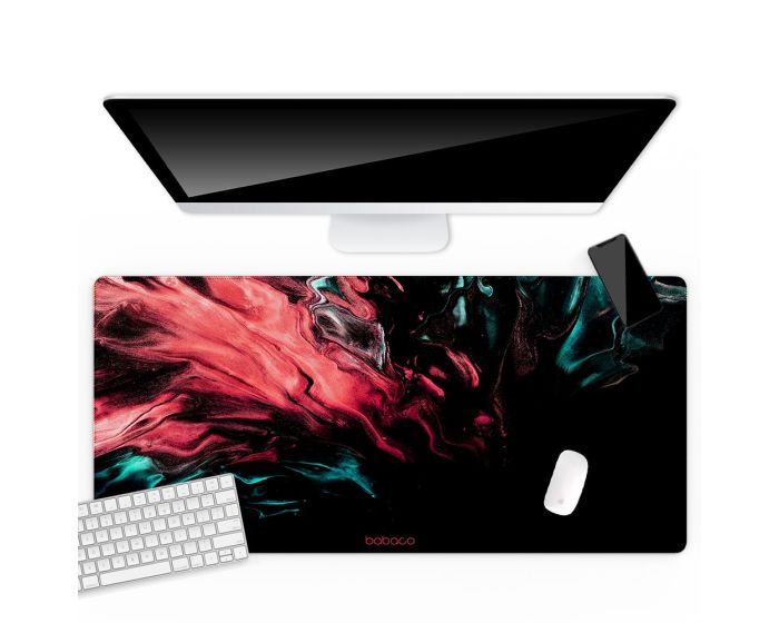 Babaco Abstract Desk Mat (BDPABSTRAKT101) Αντιολισθητικό Mouse Pad 800x400mm - 027 Marble Black / Red