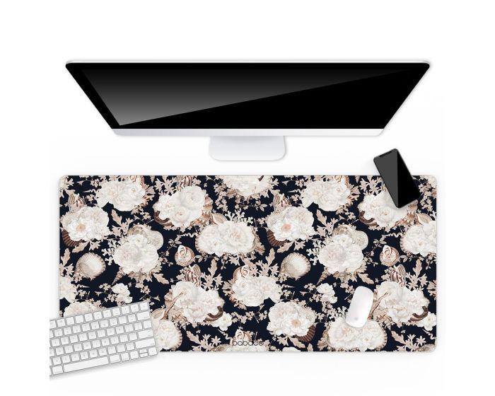 Babaco Flowers Desk Mat (BDPFLOW021) Αντιολισθητικό Mouse Pad 800x400mm - 044 Peonies and Shells Black