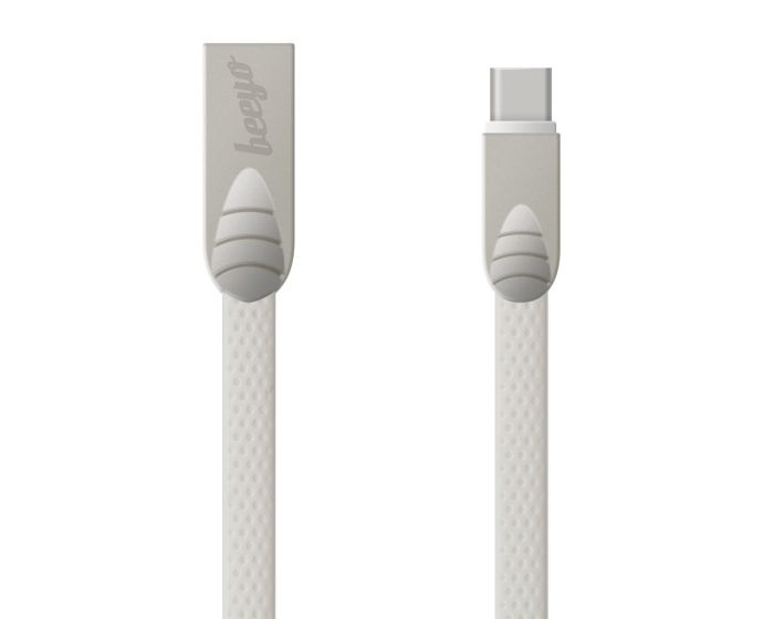 Beeyo Flat USB Type-C Data Sync & Charging Cable 2A 1m White