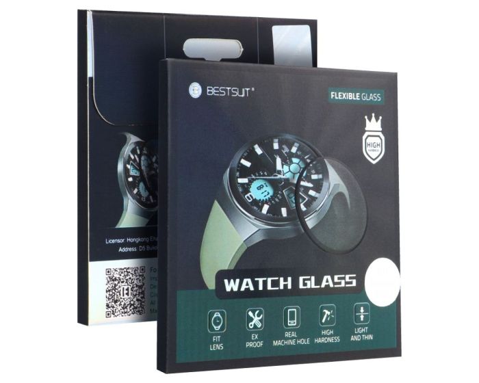 Bestsuit Flexible Hybrid Full Face Αντιχαρακτικό Γυαλί 5H Tempered Glass Black (Samsung Galaxy Watch 4 Classic 46mm) - MT81413