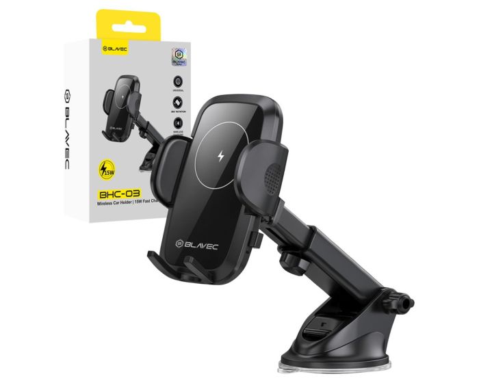Blavec BHC-03 Windshield Car Phone Holder 15W with Induction Charging (BH16BC-MDB) Black - MT82812