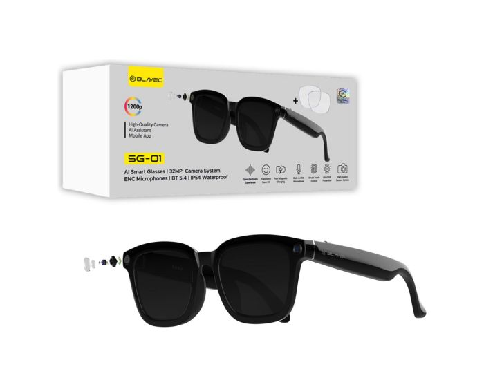 Blavec Smartglasses SG-01 HD Camera, AI, Wi-Fi (SG01-B) Έξυπνα Γυαλιά Black - MT81916
