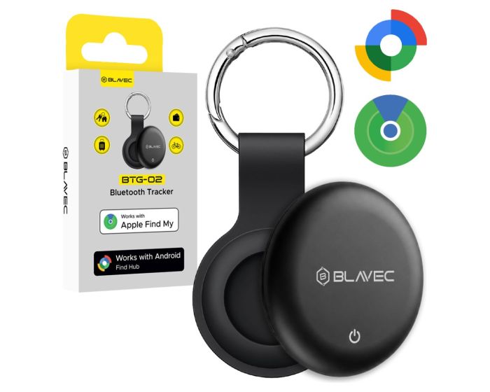 Blavec Tracker GPS Tag BTG-02 Bluetooth Dual for Android / Apple + Keyring (BTBTG02-B) Μπρελόκ Ανίχνευσης Αντικειμένων - Black - MT84644