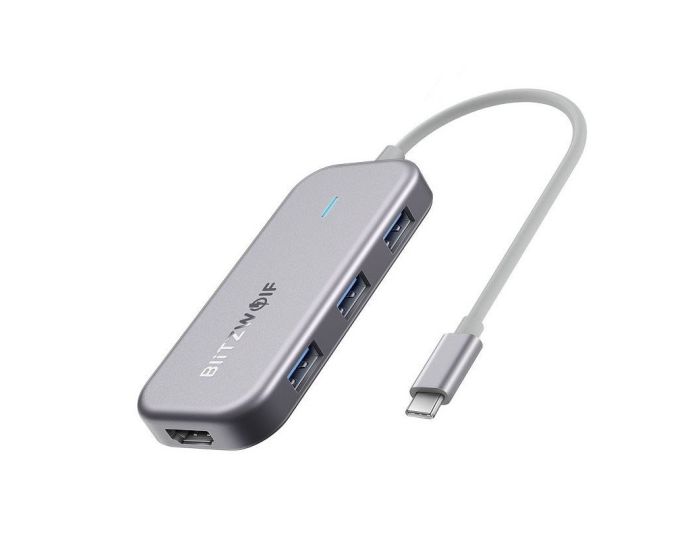 Blitzwolf 7in1 Adapter BW-TH5 USB Type-C to 3xUSB 3.0, HDMI, USB-C PD, SD, microSD - Grey