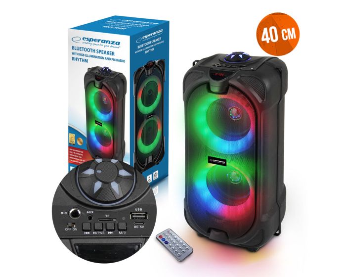 Esperanza EP157 BT FM LED RGB Speaker 10W Φορητό Ηχείο Bluetooth Black