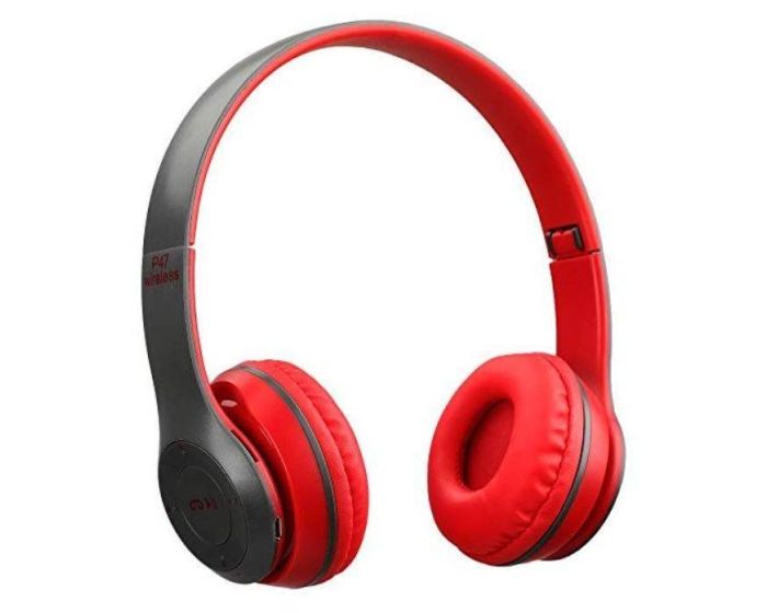 Bluetooth Wireless Headphones P47 4.2+EDR Ασύρματα Στερεοφωνικά Ακουστικά Red
