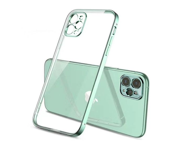 Bodycell Back Cover HD Clear Θήκη Σιλικόνης με Electro Bumper - Green (iPhone 12 Pro Max)