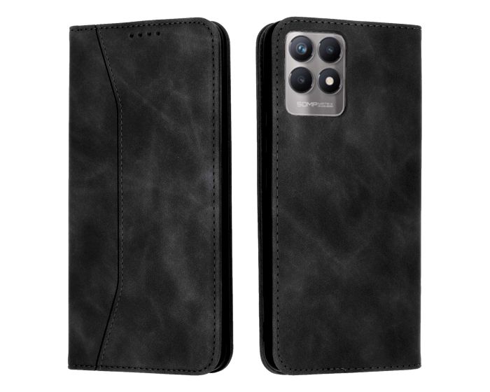 Bodycell PU Leather Book Case Θήκη Πορτοφόλι με Stand - Black (Realme 8i)