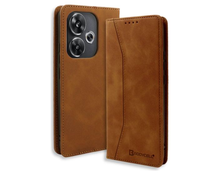 Bodycell Book Case Pu Leather Xiaomi Poco F6 5G Brown - MD02168