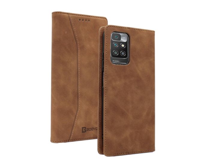 Bodycell PU Leather Book Case Θήκη Πορτοφόλι με Stand - Brown (Xiaomi Redmi 10)