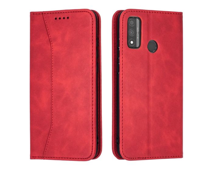 Bodycell PU Leather Book Case Θήκη Πορτοφόλι με Stand - Red (Huawei P Smart 2020)