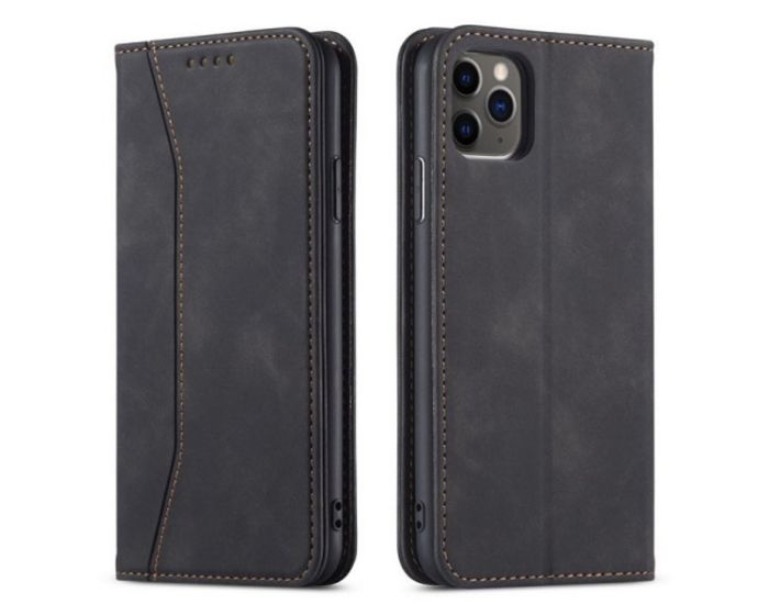 Bodycell PU Leather Book Case Θήκη Πορτοφόλι με Stand - Black (iPhone 11 Pro)