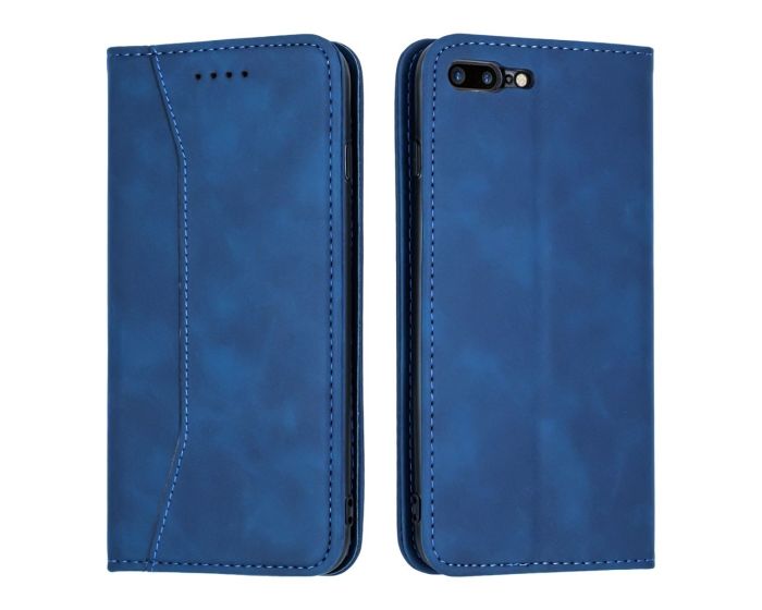Bodycell PU Leather Book Case Θήκη Πορτοφόλι με Stand - Blue (iPhone 7 Plus / 8 Plus)