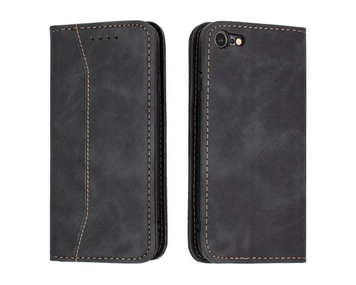 Bodycell PU Leather Book Case Θήκη Πορτοφόλι με Stand - Black (iPhone 7 / 8 / SE 2020 / 2022)