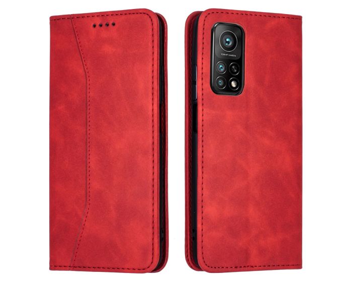 Bodycell PU Leather Book Case Θήκη Πορτοφόλι με Stand - Red (Xiaomi Mi 10T 5G / 10T Pro 5G)