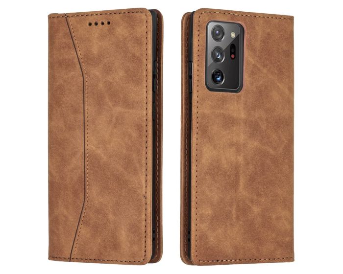 Bodycell PU Leather Book Case Θήκη Πορτοφόλι με Stand - Brown (Samsung Galaxy Note 20 Ultra)