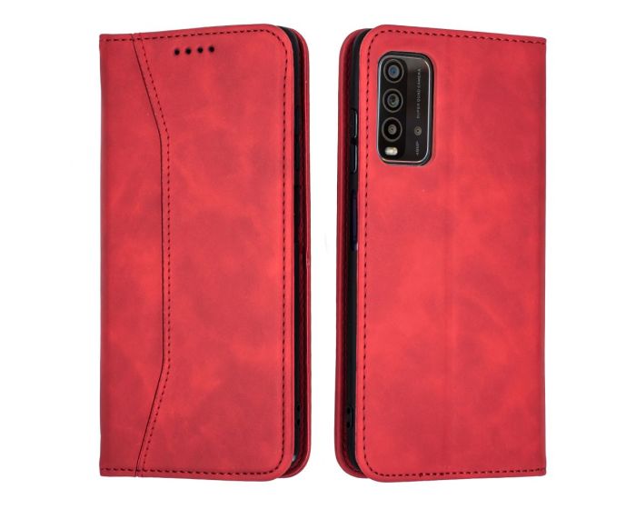 Bodycell PU Leather Book Case Θήκη Πορτοφόλι με Stand - Red (Xiaomi Redmi 9T)