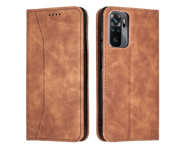 Bodycell PU Leather Book Case Θήκη Πορτοφόλι με Stand - Brown (Xiaomi Redmi Note 10 / 10S / Poco M5s)