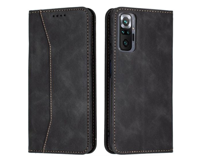 Bodycell PU Leather Book Case Θήκη Πορτοφόλι με Stand - Black (Xiaomi Redmi Note 10 Pro)