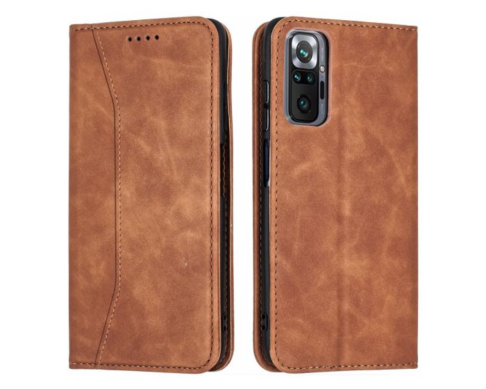 Bodycell PU Leather Book Case Θήκη Πορτοφόλι με Stand - Brown (Xiaomi Redmi Note 10 Pro)