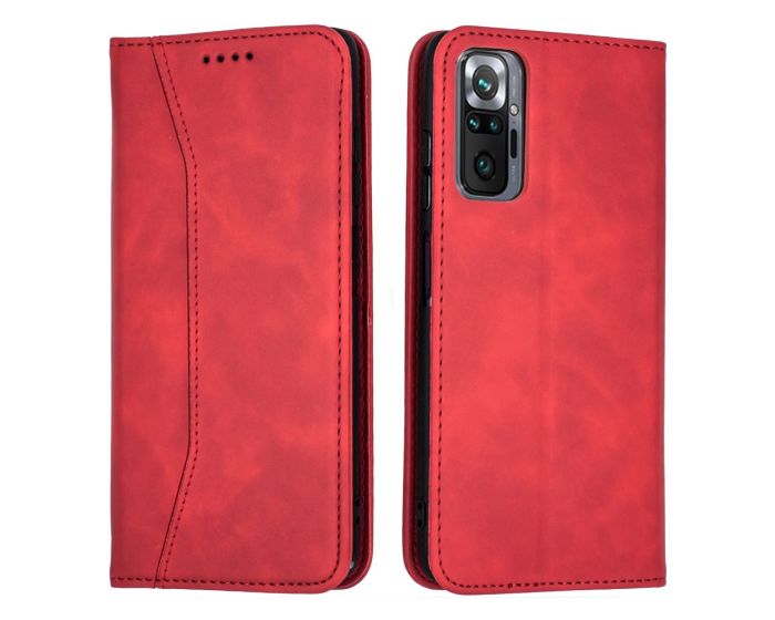 Bodycell PU Leather Book Case Θήκη Πορτοφόλι με Stand - Red (Xiaomi Redmi Note 10 Pro)