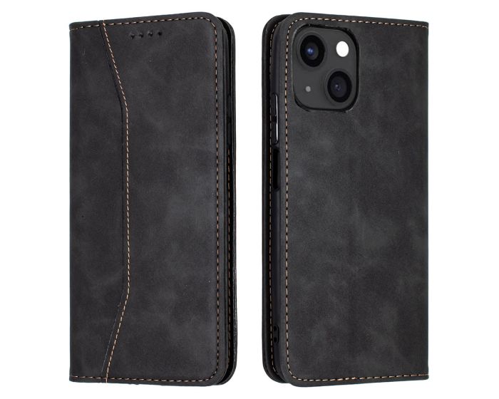 Bodycell PU Leather Book Case Θήκη Πορτοφόλι με Stand - Black (iPhone 13)