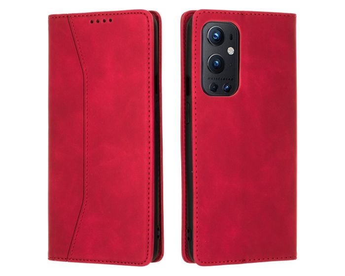 Bodycell PU Leather Book Case Θήκη Πορτοφόλι με Stand - Red (OnePlus 9 Pro)