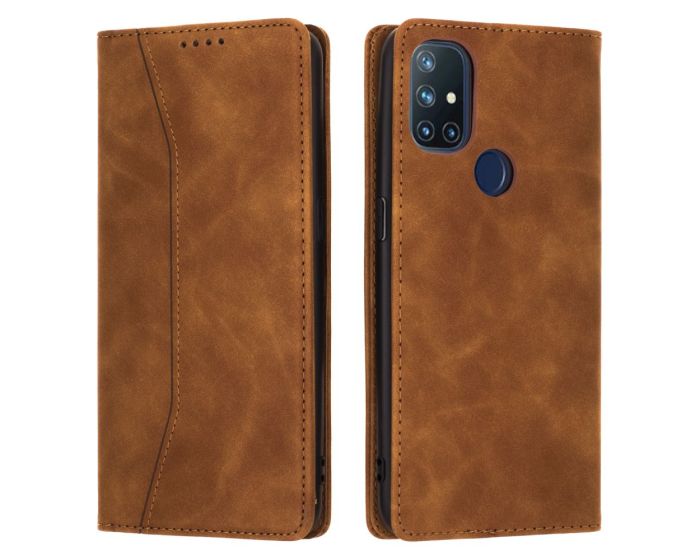 Bodycell PU Leather Book Case Θήκη Πορτοφόλι με Stand - Brown (OnePlus Nord N10 5G)