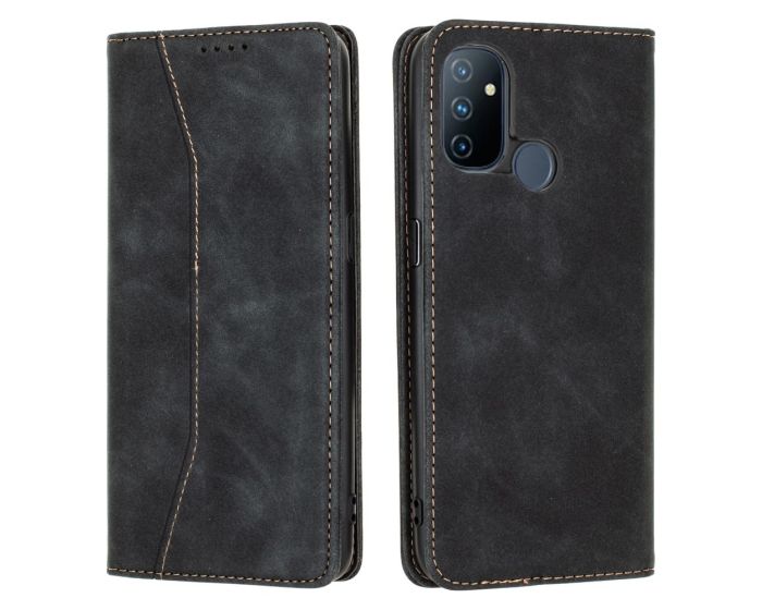 Bodycell PU Leather Book Case Θήκη Πορτοφόλι με Stand - Black (OnePlus Nord N100)