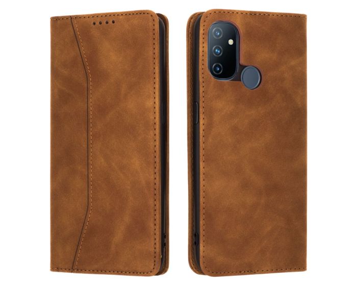 Bodycell PU Leather Book Case Θήκη Πορτοφόλι με Stand - Brown (OnePlus Nord N100)